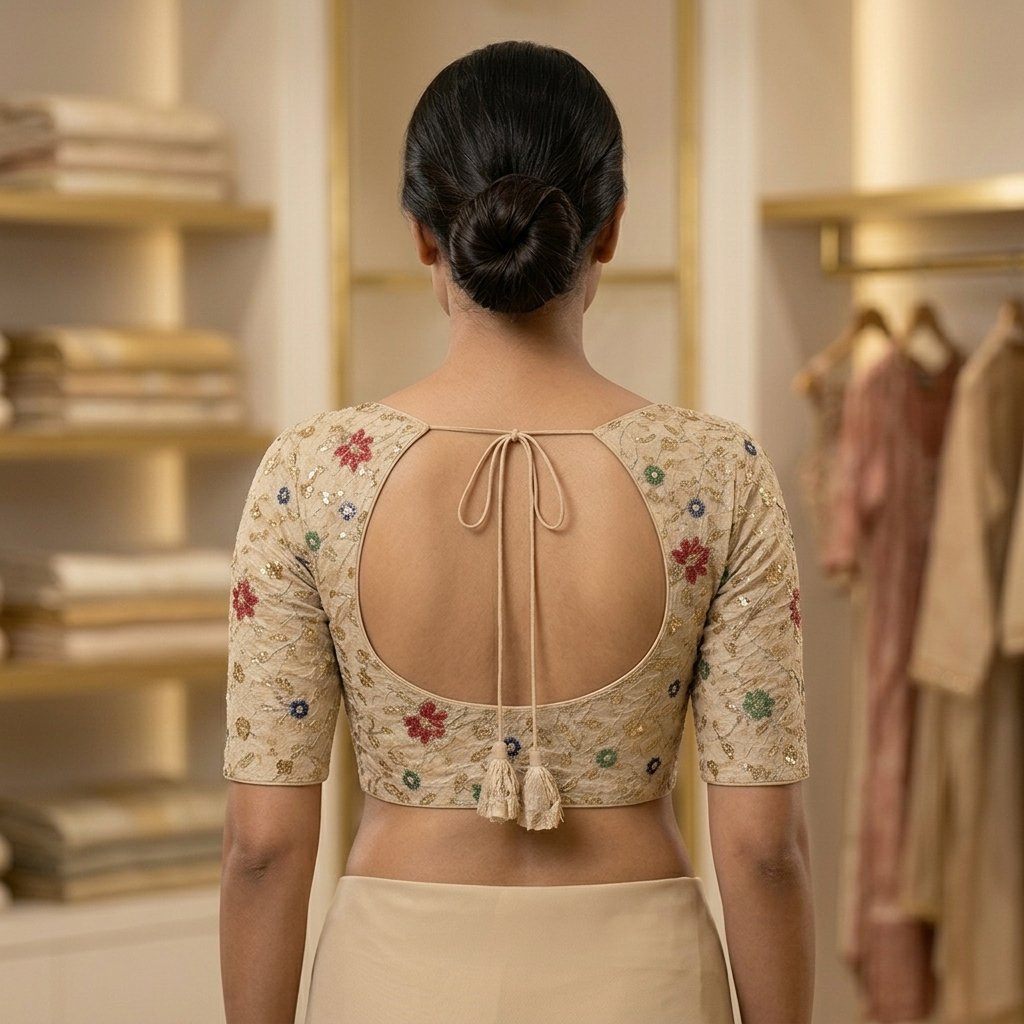Exact Neckline Fabric Color Overall Cut Back Blouse inspiration image