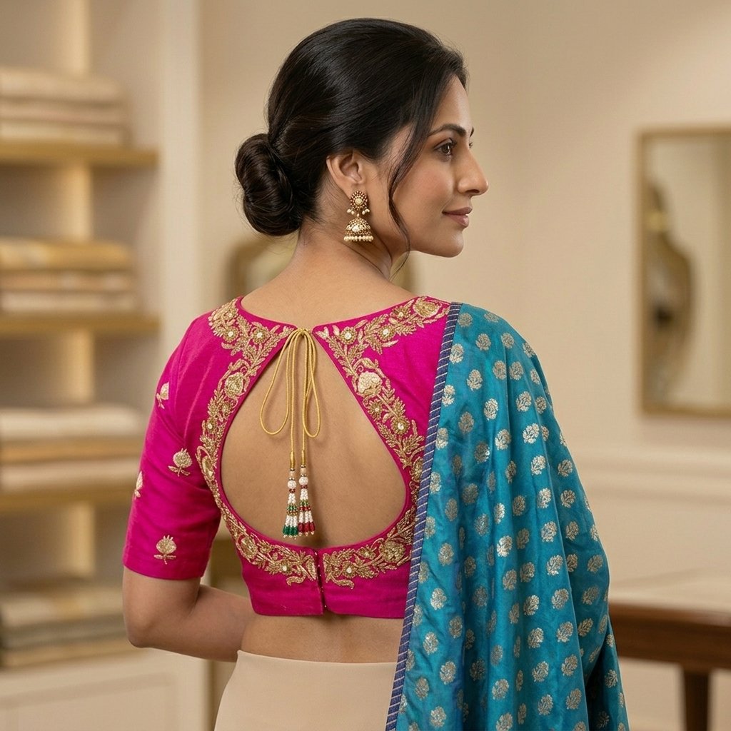 Neckline Back Opening Geometry Fabric Color Blouse inspiration image