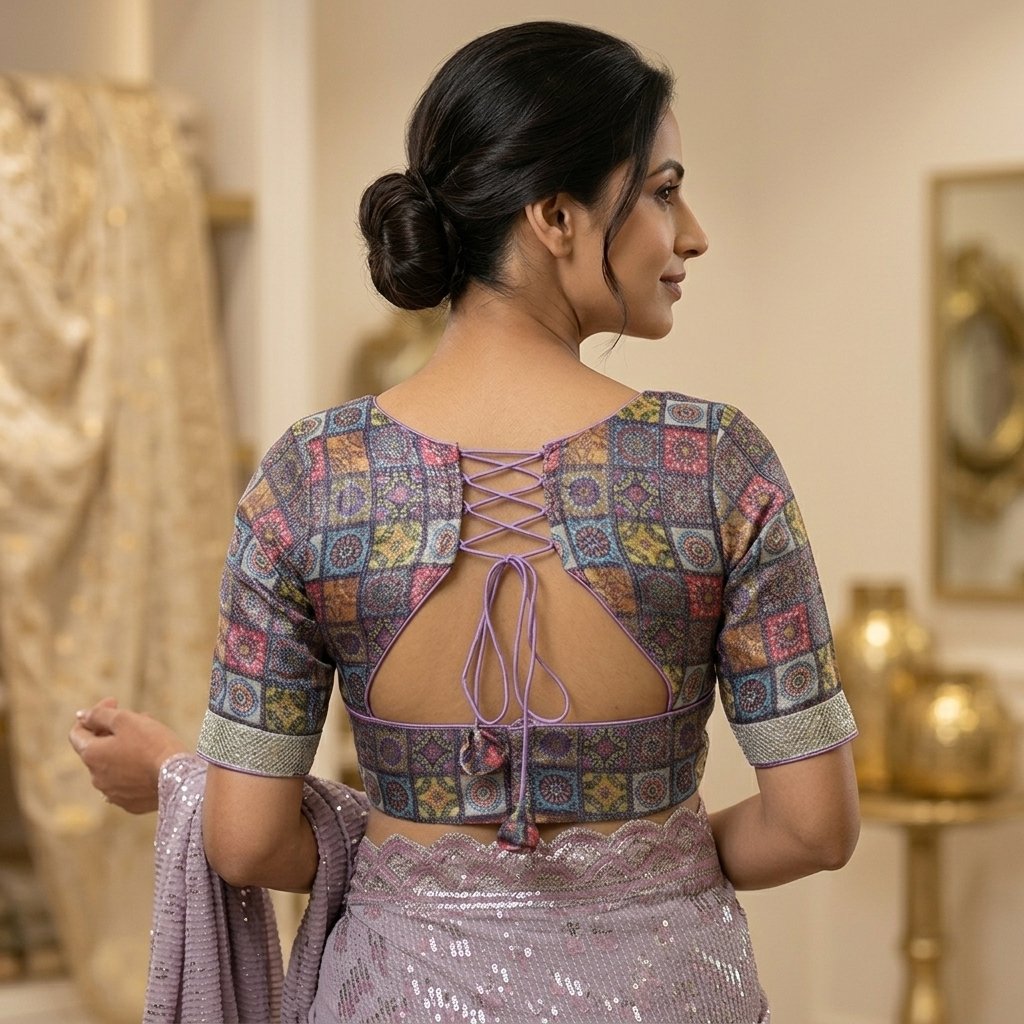 Neckline Back Opening Geometry Fabric Color Blouse inspiration image