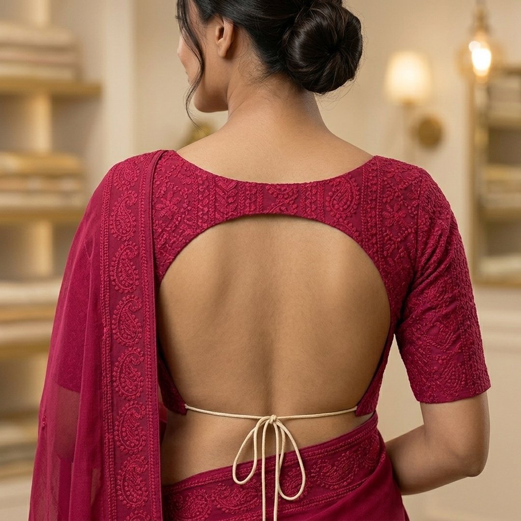 Neckline Back Opening Geometry Fabric Color Blouse inspiration image