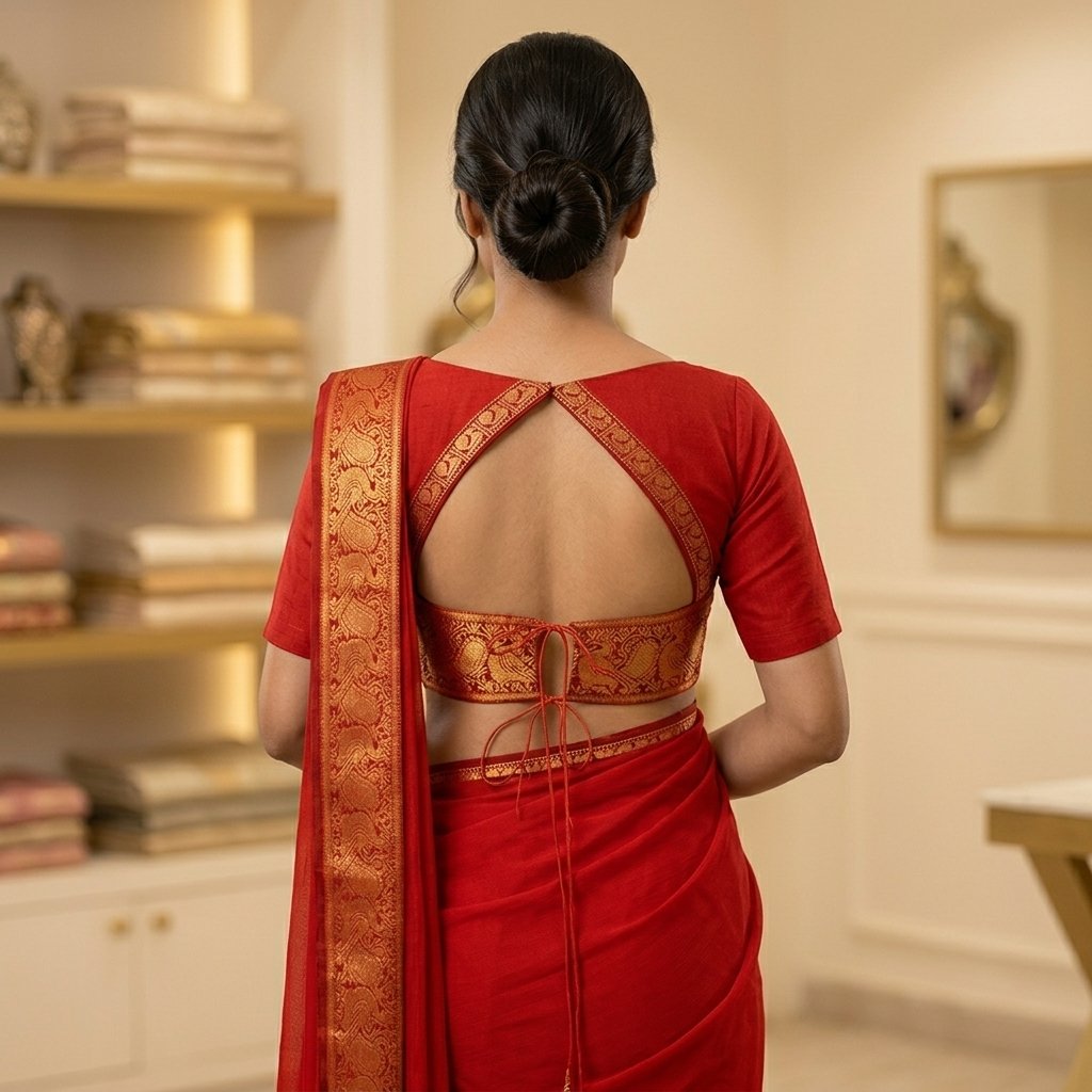 Neckline Back Opening Geometry Fabric Color Blouse inspiration image