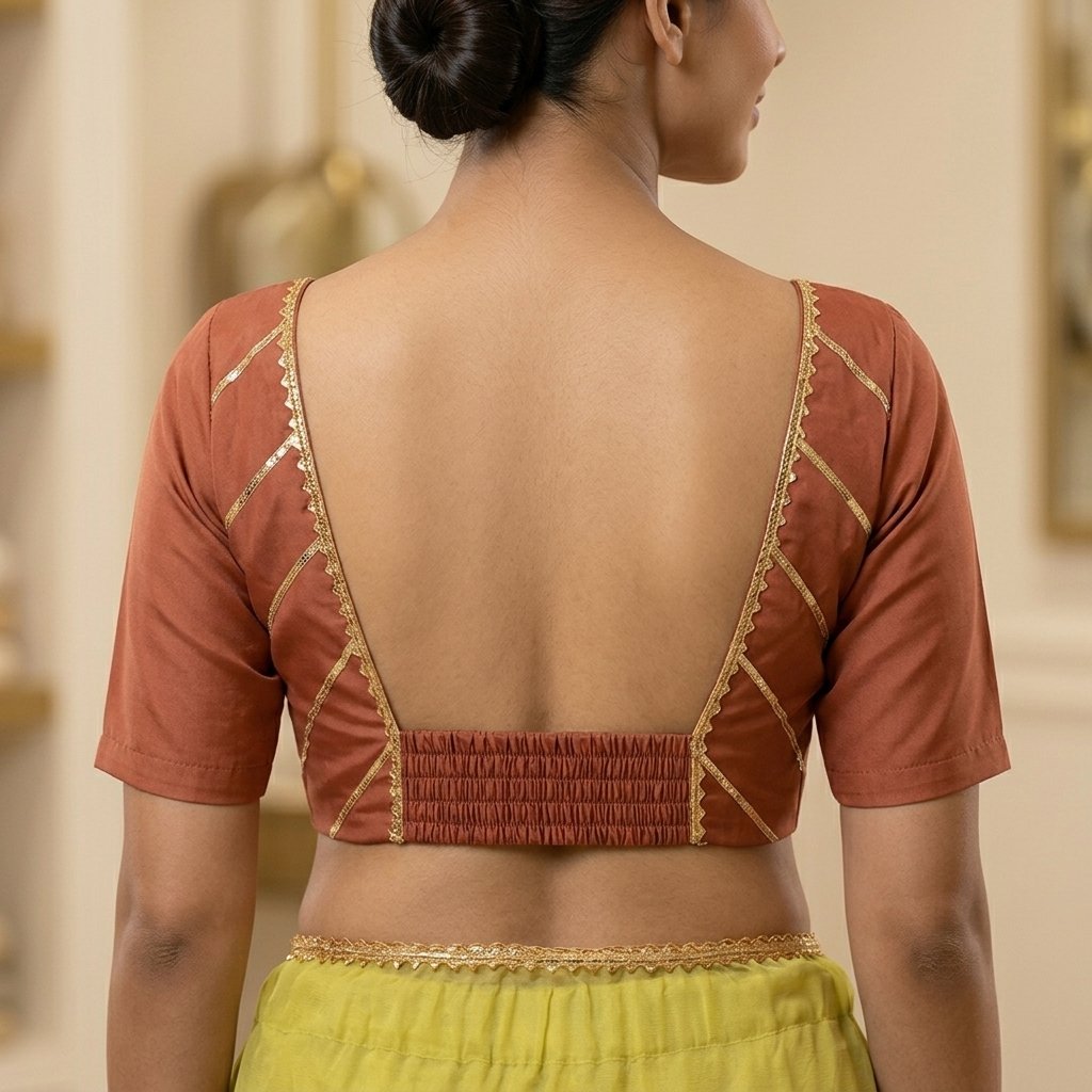 Neckline Back Opening Geometry Fabric Color Blouse inspiration image