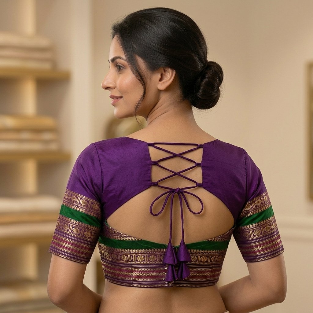 Neckline Back Opening Geometry Fabric Color Blouse inspiration image