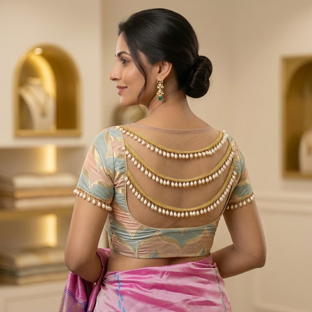 Neckline Back Opening Geometry Fabric Color Blouse inspiration image