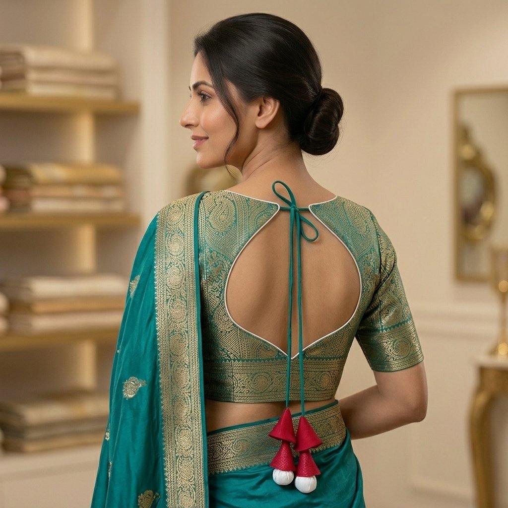Neckline Back Opening Geometry Fabric Color Blouse inspiration image