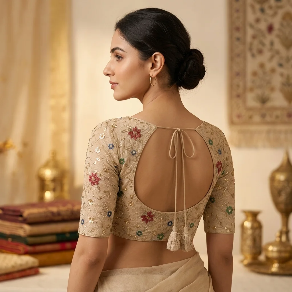 Neckline Geometry Color Back Neck Blouse inspiration image