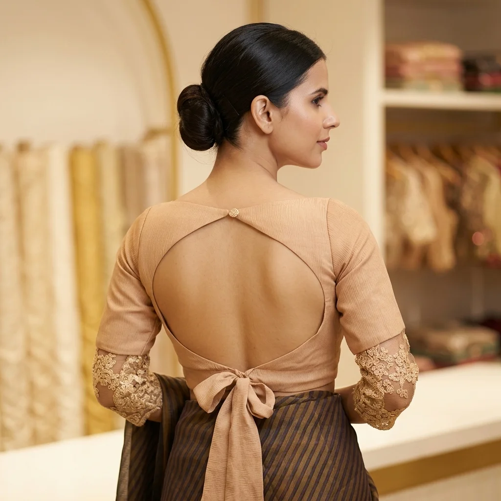 Neckline Opening Fabric Color Back Neck Blouse inspiration image