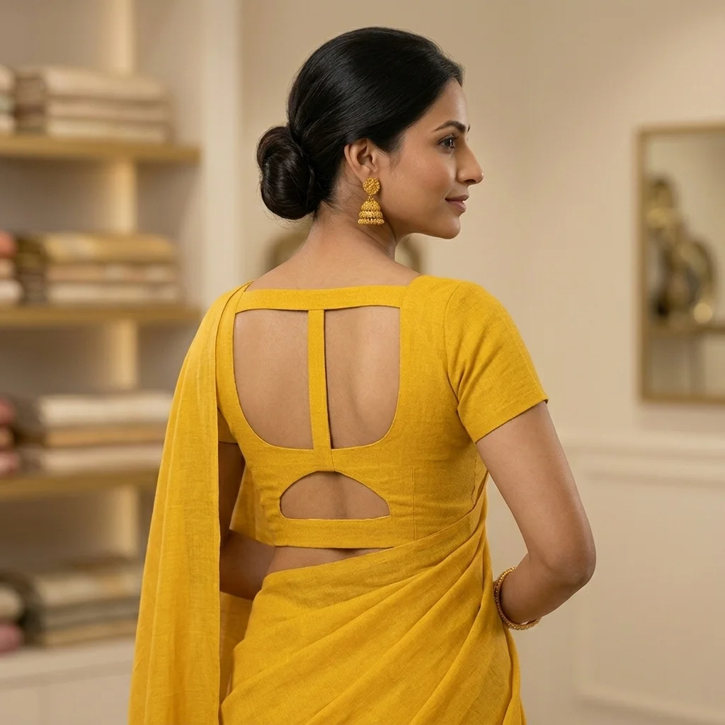 Solid Yellow Color Short Sleeves Geometric Blouse inspiration image