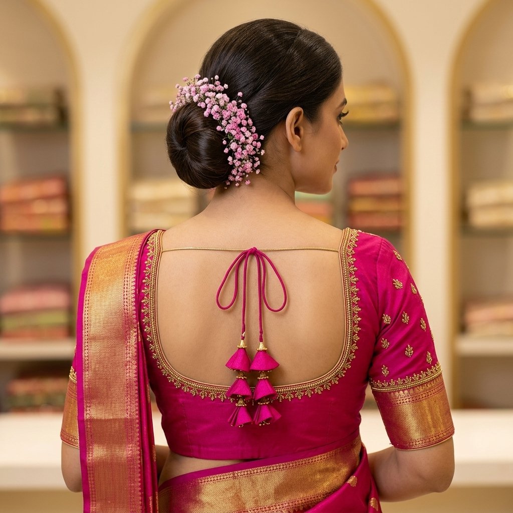 This Elegant Pink Bridal Blouse Features A Blouse inspiration image