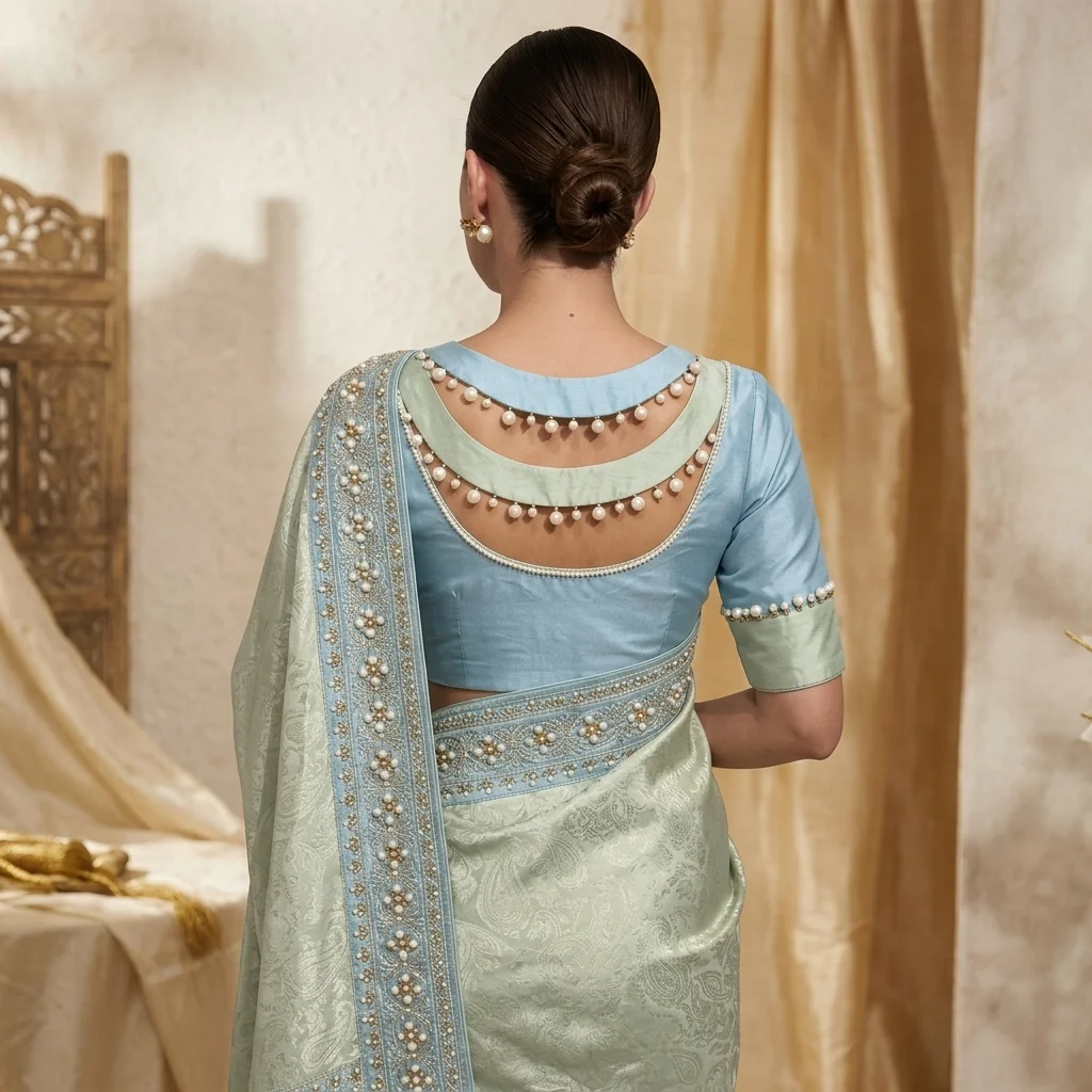 Trending Back Neck Blouse inspiration image
