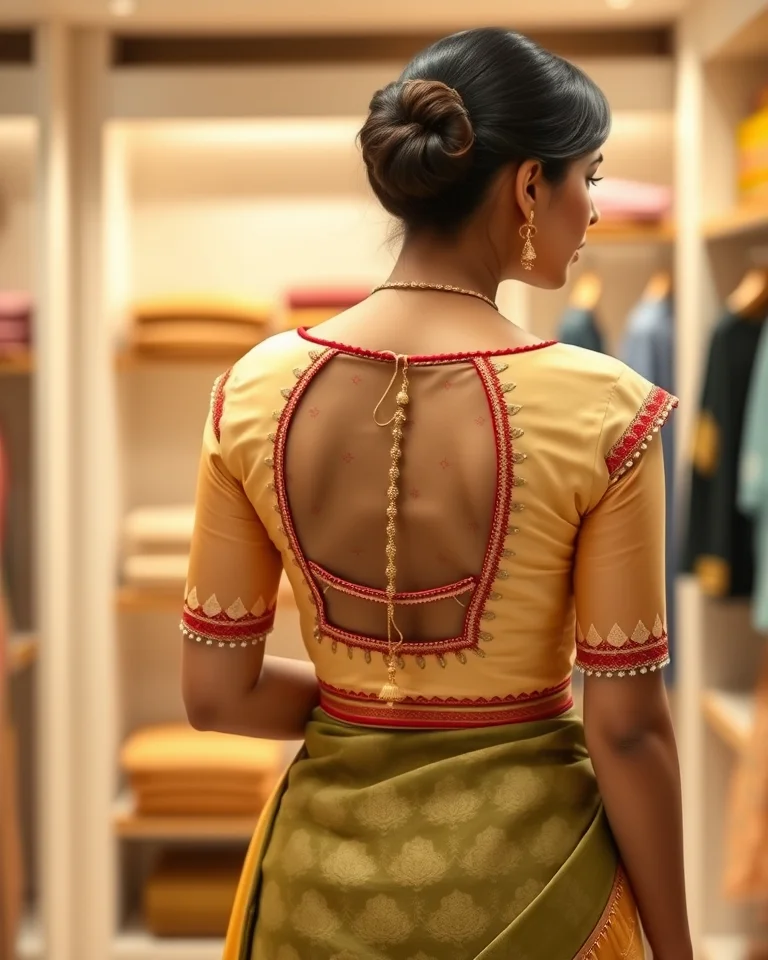 Yellow Back Neck Blouse inspiration image
